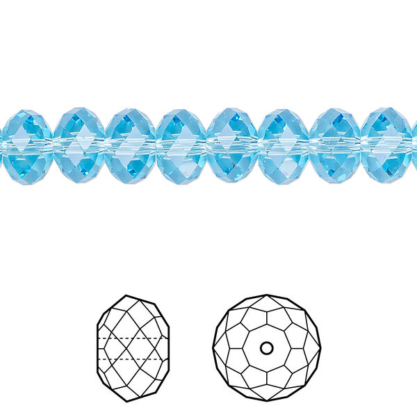 Bead 288pk aquamarine, Swarovski® 8x6mm rondelle 5040 image number 0