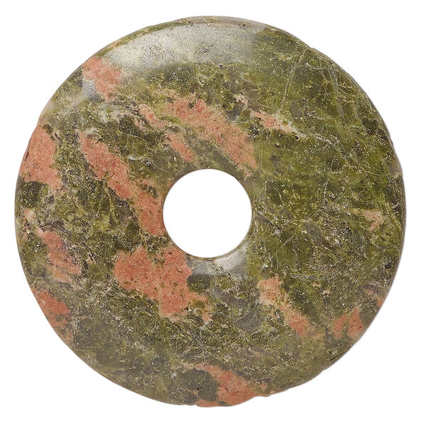 Focal, unakite (natural), 45mm donut, B grade, Mohs hardness 6-7. Sold individually. image number 0