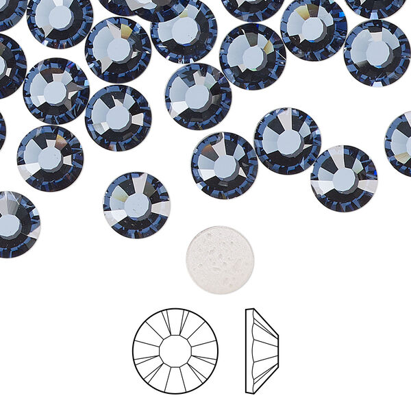 Flat back 144pk denim blue foil back, Preciosa MAXIMA Czech crystal hotfix rhinestone 7.069-7.272mm chaton rose round SS34 image number 0