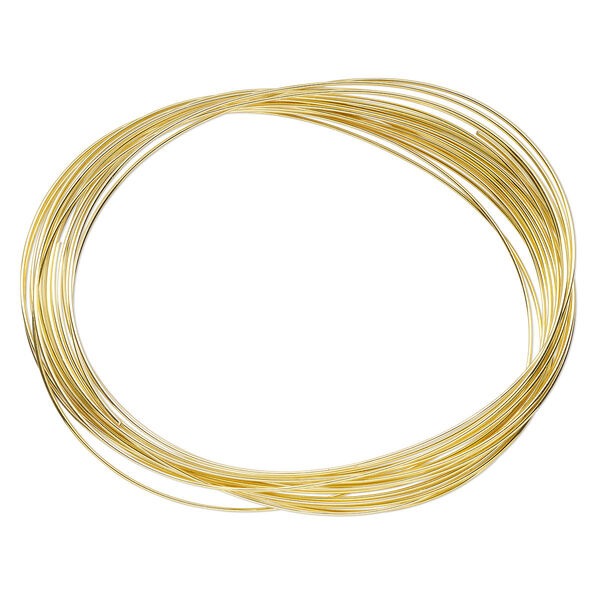Memory wire, Beadalon®, gold-plated carbon steel, 3x2-1/4 inch oval bracelet, 0.6-0.75mm thick. Sold per 0.35-ounce pkg, approximately 20 loops. image number 0