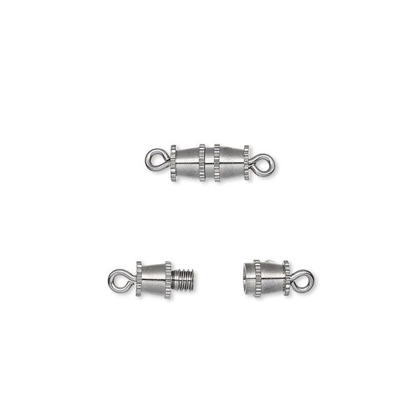 Clasp, barrel, gunmetal-plated brass, 8x4mm. Sold per pkg of 10. image number 0