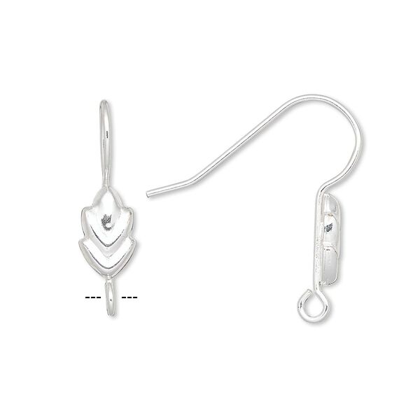 Ear wire fishhook 1pkg10 sterling silver-filled, 24mm / 10x6mm leaf / open loop, 21 gauge 5 pair image number 0