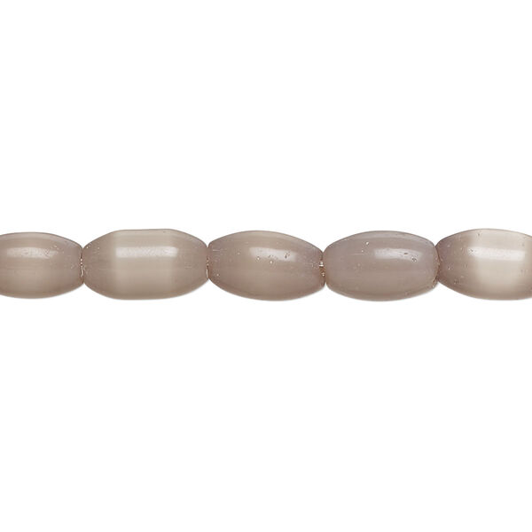 Bead, fiber optic glass, pkg/14 inch, opaque lavender, 10x6mm center-drilled oval. image number 0