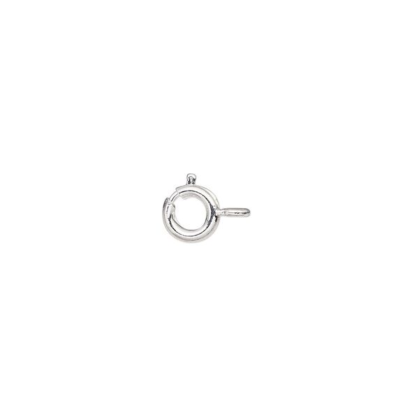 Clasp, springring, silver-plated brass, 6mm. Sold per pkg of 500. image number 0