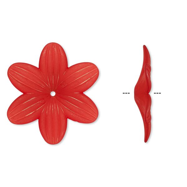 Component, acrylic, frosted red, 48x7mm flower. Sold per pkg of 10. image number 0