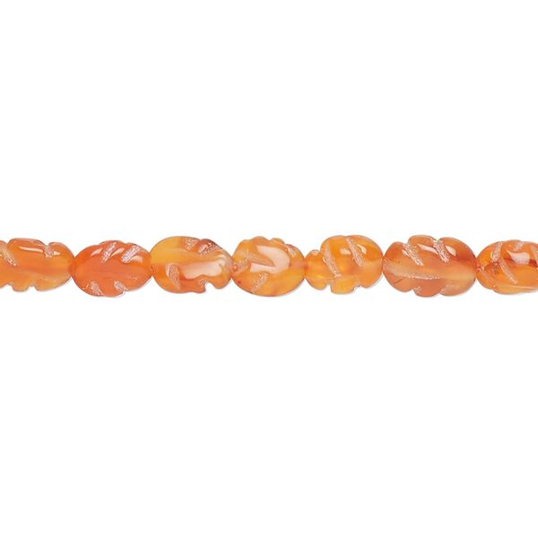 Carnelian 1pkg1, hand-cut carved leaf bead 15.5-16 inch 5x5mm-8x6mm image number 0