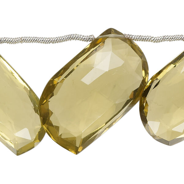 Golden quartz 1pkg7, hand-cut top-drilled faceted puffed curve bead 23x20mm-31x28mm image number 0