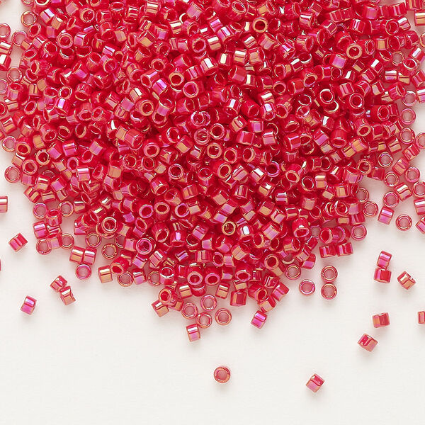 Seed bead, Delica®, glass, pkg/250g, #11 round, opaque rainbow red (DB-0162). image number 0