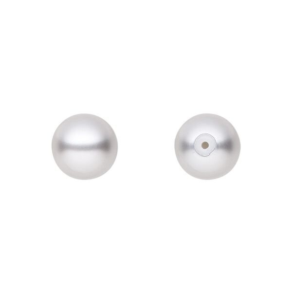 Pearl 50pk light grey, Preciosa Czech crystal 10mm half-drilled round image number 0