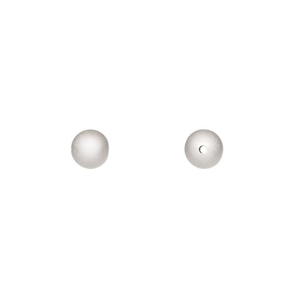 Bead, satin-finished sterling silver, 6mm seamless round. Sold per pkg of 2. image number 0