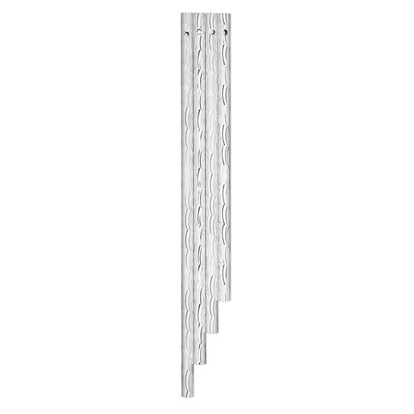 Wind chime component, aluminum, 7 x 5/16 to 9-7/16 x 5/16 inch graduated hollow spiral etched tube with 2.5mm beveled hole. Sold per 4-piece set. image number 0