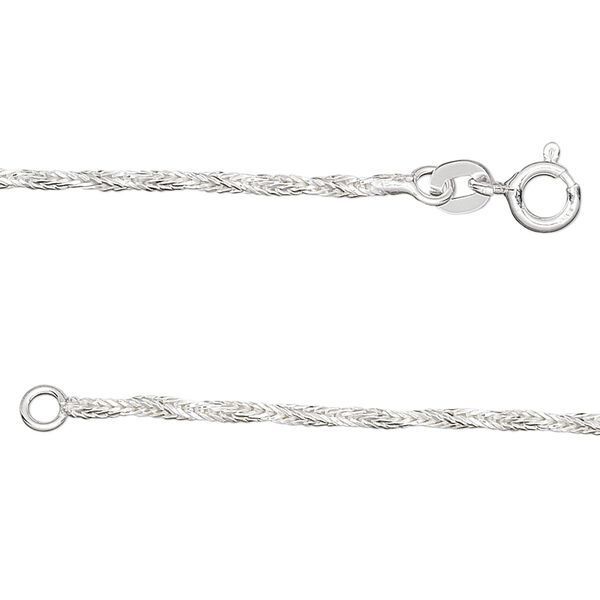 Chain, sterling silver, 1.4mm twisted foxtail, 18 inches. Sold individually. image number 0