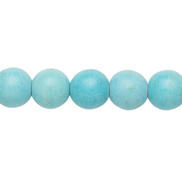 Bead, magnesite (dyed / stabilized), light blue, 9-10mm round, C grade, Mohs hardness 3-1/2 to 4. Sold per 15-inch strand. image number 0