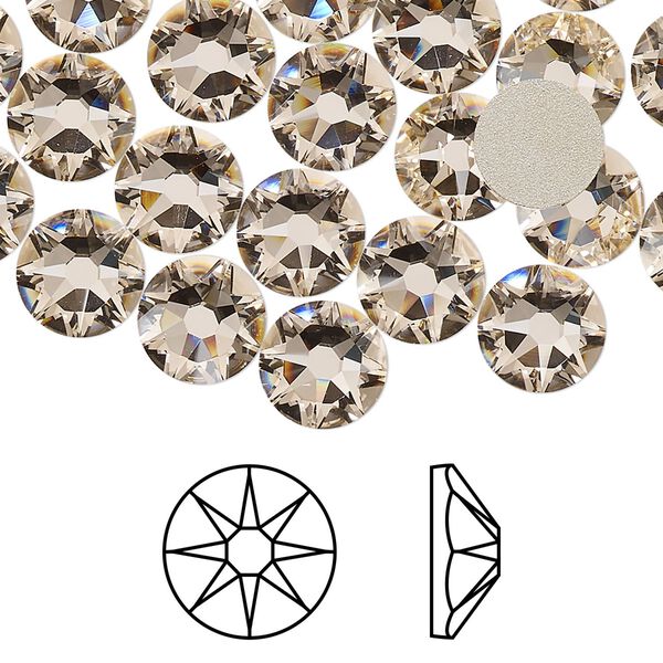 Flat back 12pk silk foil back, Crystal Passions® 8.412-8.672mm rose round SS40 2088 image number 0