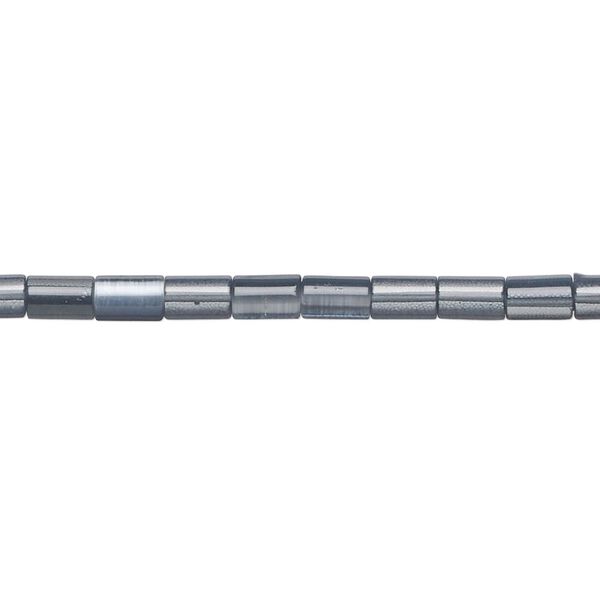 Bead, cat's eye glass (fiber optic glass), midnight blue, 5x3mm round tube. Sold per 15-inch strand. image number 0