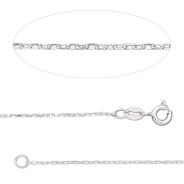 Chain, Gossamer™, sterling silver, 1mm cable, 24 inches with springring clasp. Sold individually. image number 0