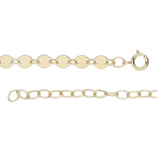 Chain, 14Kt gold-filled, 4.2mm flat round, 16 inches with 2-inch extender chain and springring clasp. Sold individually. image number 0