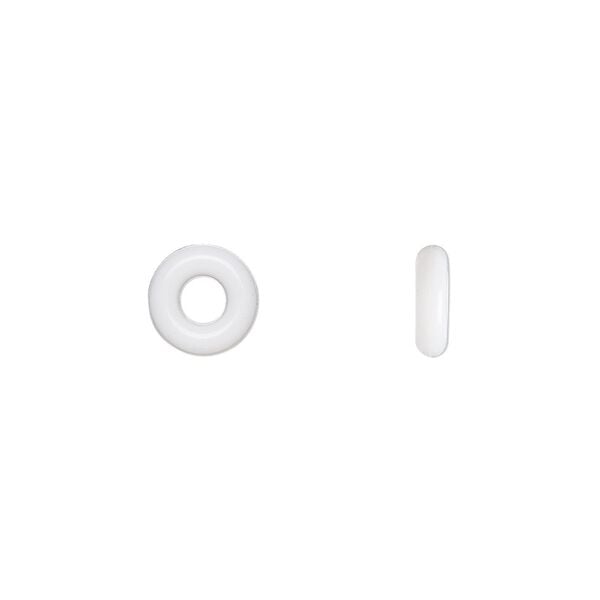 Component, Oh! Ring™, silicone, white, 7mm round with 3mm hole. Sold per pkg of 300. image number 0