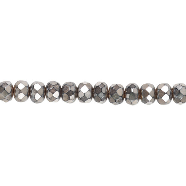 Bead, Czech fire-polished glass, opaque copper carmen, 5x4mm faceted rondelle. Sold per 15-1/2" to 16" strand. image number 0
