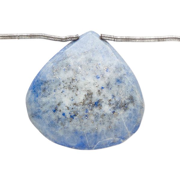 Lapis lazuli 1pkg5, hand-cut top-drilled faceted puffed teardrop bead natural graduated 21mm-31x29mm image number 0