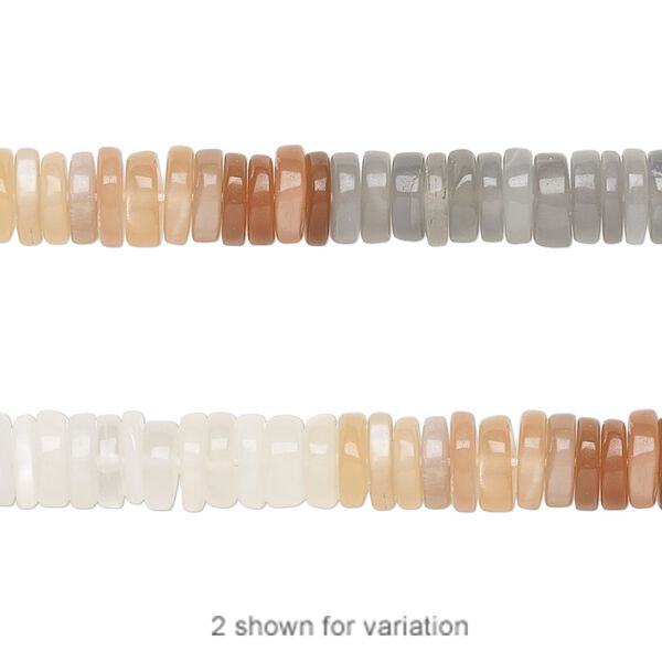 Multi-moonstone 1pkg1, hand-cut rondelle bead natural 8 inch 4x1mm-6x2mm image number 0