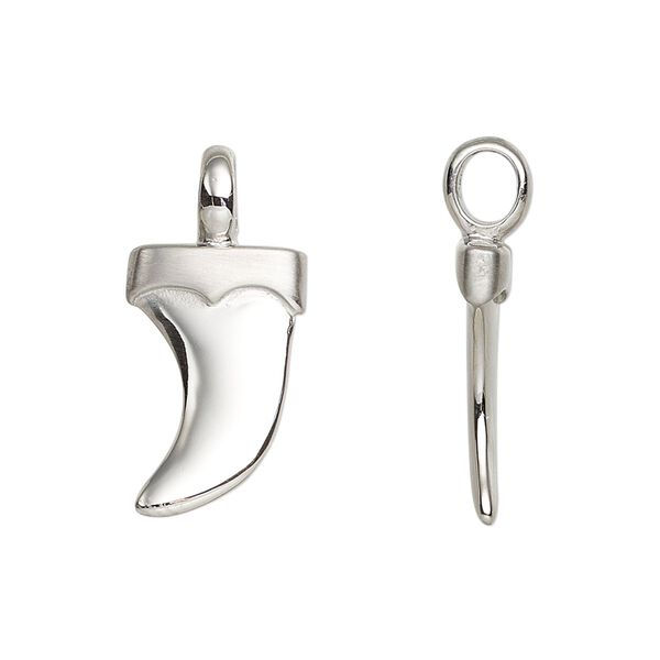 Charm, stainless steel, satin, 26x12mm double-sided claw. Sold individually. image number 0