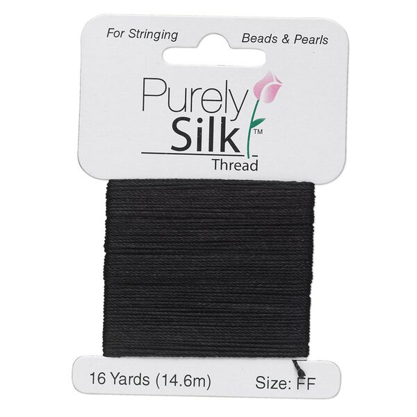 Thread, Purely Silk™, black, size FF. Sold per 16-yard card. image number 0