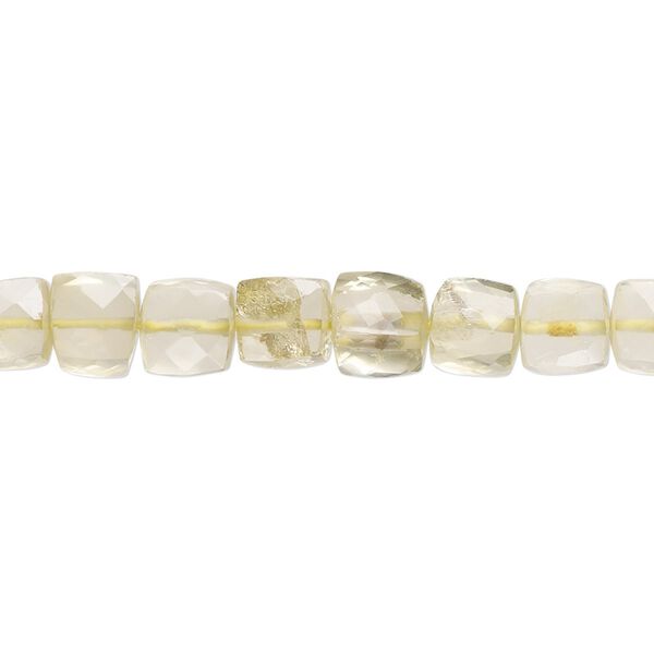 Lemon quartz 1pkg1, hand-cut faceted cube bead 10 inch 6x6mm-7x6mm image number 0