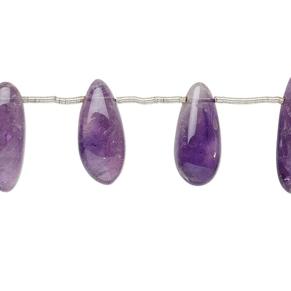 Amethyst 1pkg25, hand-cut top-drilled teardrop bead natural 9x4mm-23x7mm image number 0