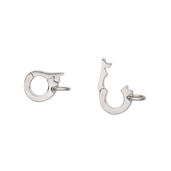 Bail, stainless steel, 8.5mm round with snap lock and 5mm jump ring, 4.5mm grip length. Sold individually. image number 0