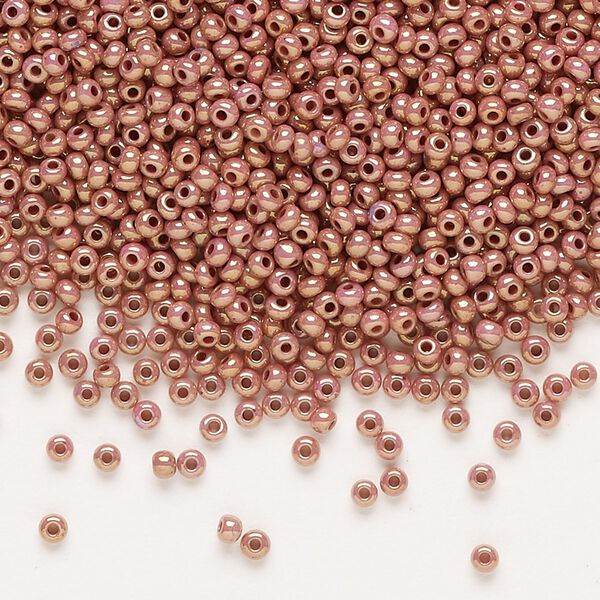 Seed bead, Preciosa Ornela Czech glass, pkg/500g, #11 rocaille, opaque rose luster chalkwhite, (46095). image number 0