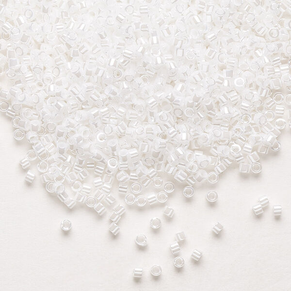 Seed bead, Delica®, glass, pkg/50g, #11 round, opaque luster white pearl (DB-0201). image number 0