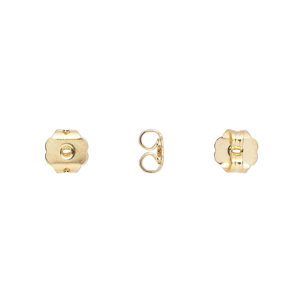Earnut, gold-plated brass, 6x6mm scalloped. Sold per pkg of 50 pairs. image number 0