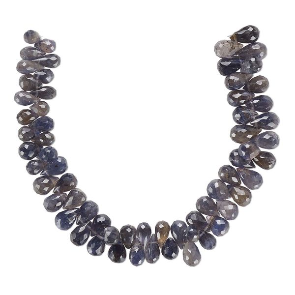 Iolite 1pkg1, hand-cut top-drilled faceted teardrop bead natural 8 inch graduated 8x5mm-11x8mm image number 0