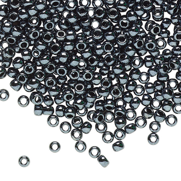 Seed bead, TOHO BEADS®, glass, pkg/50g, #8 round, opaque metallic hematite (TR-08-81). image number 0