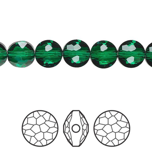 Bead 4pk majestic green, Crystal Passions® 8mm puffed round 5034 image number 0