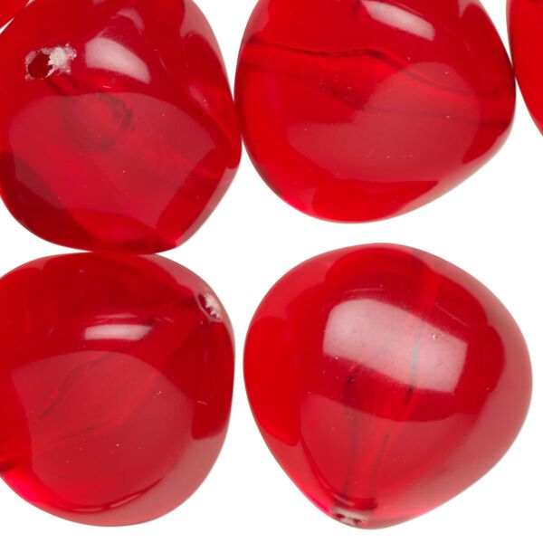 Bead, acrylic, translucent red, nugget. Sold per 8-ounce pkg, approximately 35 beads. image number 0
