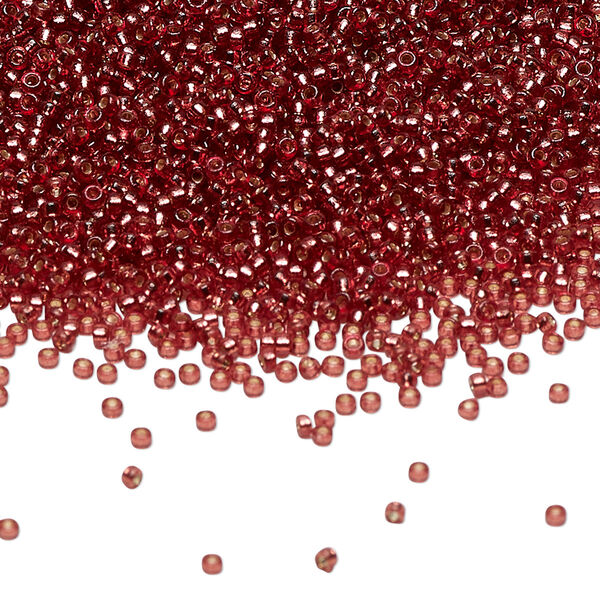 Seed bead, Miyuki, glass, pkg/250g, #15 rocaille, Duracoat® transparent silver-lined dusty red, (RR-4270). image number 0