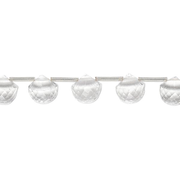 Quartz crystal 1pkg5, hand-cut top-drilled faceted teardrop bead natural 7x7mm-8x8mm image number 0