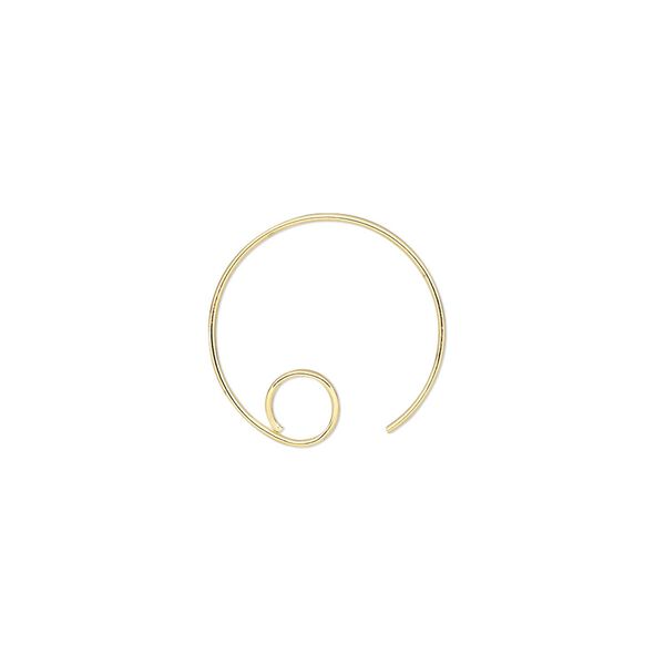 Ear wire 1pkg100 gold-plated, 16mm round / open loop, 22 gauge brass 50 pair image number 0
