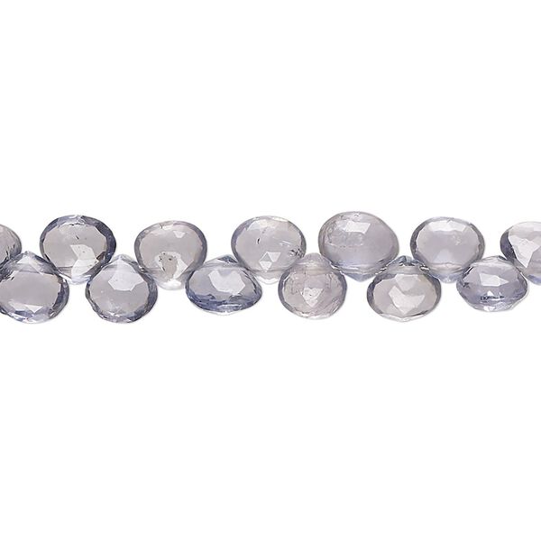 Iolite 1pkg1, hand-cut top-drilled faceted puffed teardrop bead natural 8 inch 6x5mm-7x6mm image number 0