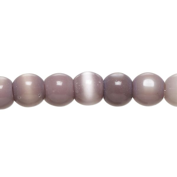 Bead, cat's eye glass (fiber optic glass), light purple, 7-9mm irregular round. Sold per 14-inch strand, approximately 50 beads. image number 0