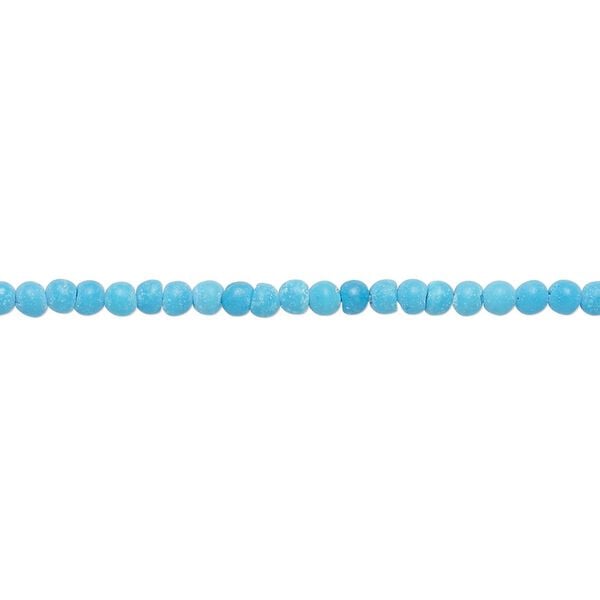Bead, "turquoise" (resin) (imitation), blue, 2-3mm round. Sold per 15-inch strand. image number 0