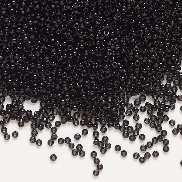 Seed bead, Miyuki, glass, pkg/35g, #15 rocaille, opaque black (RR-401). image number 0