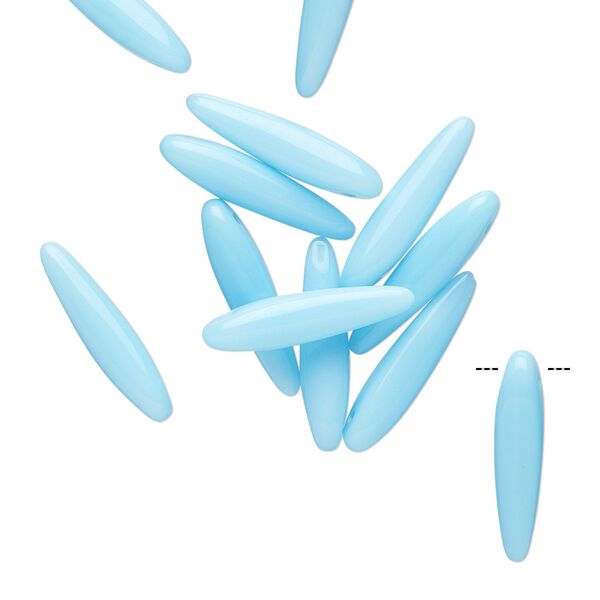 Bead, Preciosa Thorn™, Czech pressed glass, opaque baby blue, 16x4mm top-drilled thorn. Sold per pkg of 20. image number 0