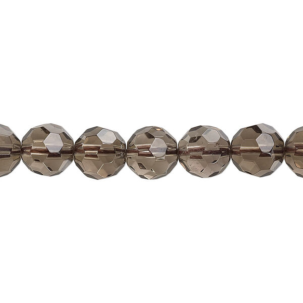 Smoky quartz 1pkg1, faceted round bead B grade, 15.5-16 inch 8mm image number 0