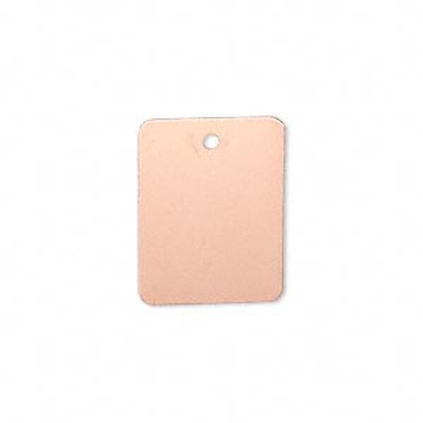 Drop, copper-plated brass, 20x15mm double-sided rectangle. Sold per pkg of 6. image number 0