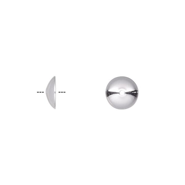 Bead cap, sterling silver-filled, 8x2.5mm smooth round, fits 8-10mm bead. Sold per pkg of 6. image number 0