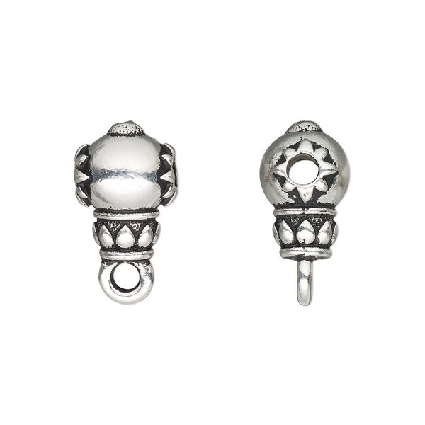 Bead, TierraCast®, "Soulful Spirit" collection, antique silver-plated pewter (tin-based alloy), 12x9mm lotus guru with closed loop. Sold per pkg of 20. image number 0