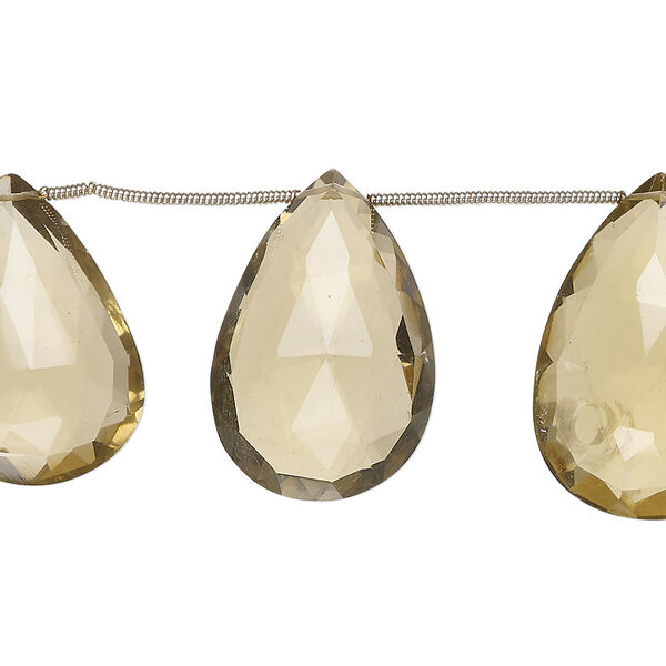 Golden quartz 1pkg8, hand-cut top-drilled faceted puffed teardrop bead 26x17mm-32x19mm image number 0